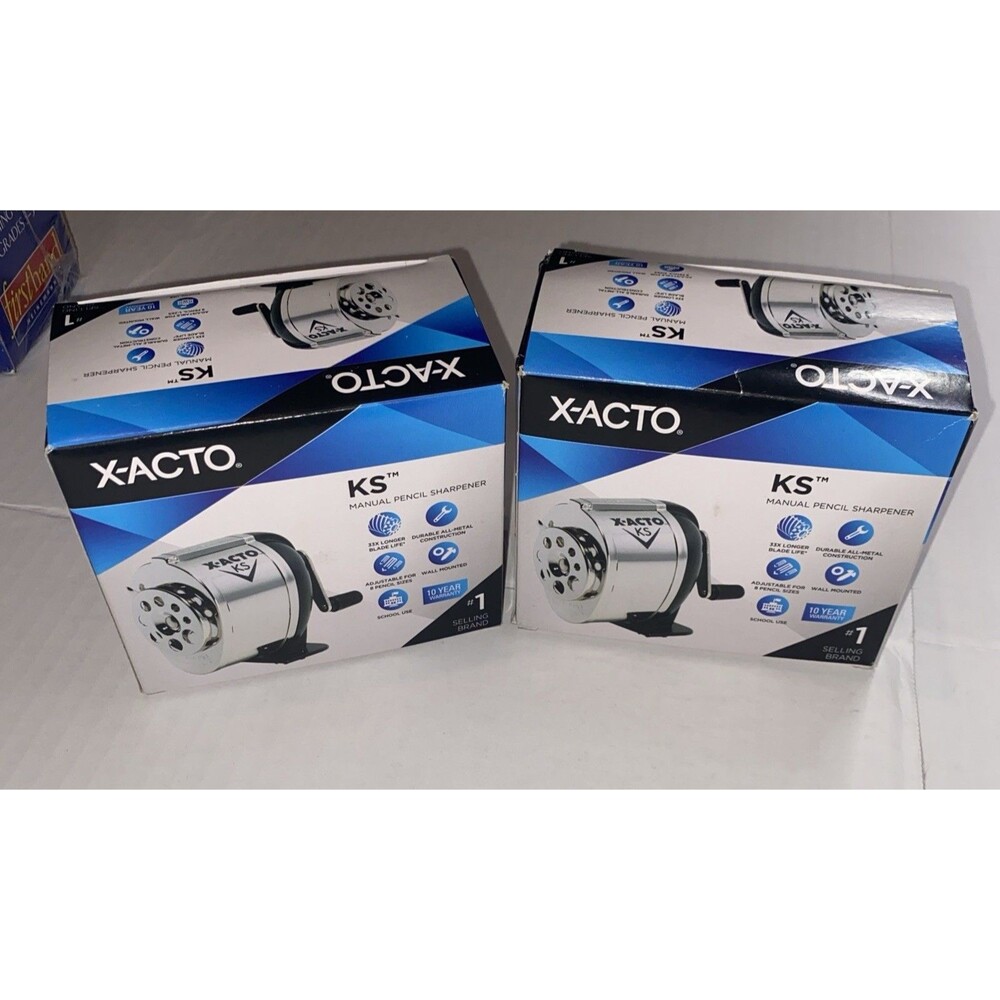 X-Acto KS Manual Classroom Pencil Sharpeners Counter Wall-Mount Black/Chrome NEW